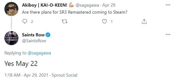 《黑道圣徒3：重制版》Epic独占结束 5月底登陆Steam