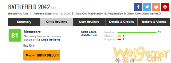 《战地2042》开局评分：GameSpot临时评分8分、M站均分81