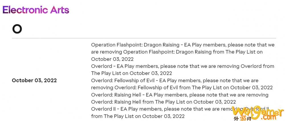 EA  Play有10款游戏在10月3号离库 有《尘埃4》